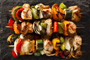 Grilled Chicken and Vegetables Skewers Photo